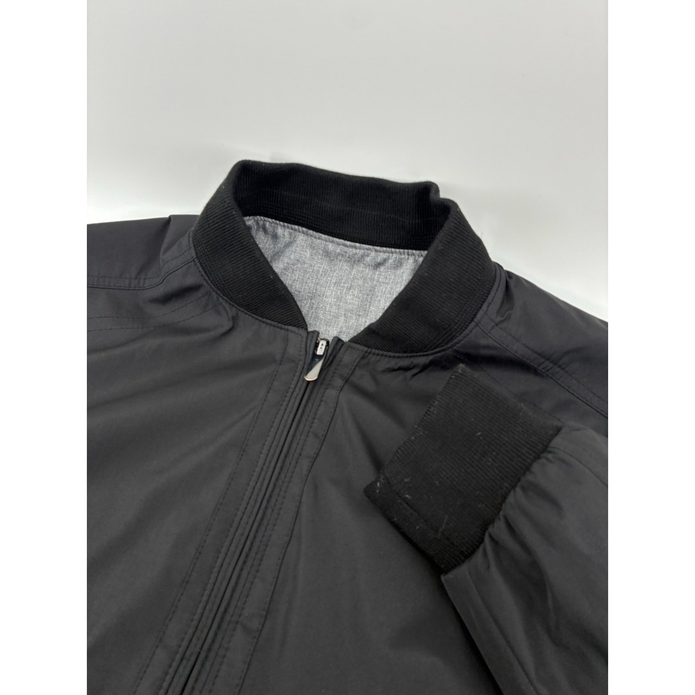 Murano Reversible Bomber Jacket Black Grey Heathered Full Zip Wool Blend Medium